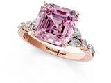Rose gold Fancy Pink Asscher Cut Diamond Solitaire Ring with Side Stones and Four-Prong Setting_53