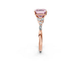 Rose gold Fancy Pink Asscher Cut Diamond Solitaire Ring with Side Stones and Four-Prong Setting_54