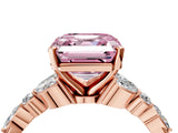 Rose gold Fancy Pink Asscher Cut Diamond Solitaire Ring with Side Stones and Four-Prong Setting_56