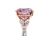 Rose gold Fancy Pink Asscher Cut Diamond Solitaire Ring with Side Stones and Four-Prong Setting_57