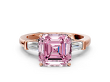 Rose gold Fancy Pink Asscher  Cut Diamond Solitaire Ring with Tapered Baguette Accents and Four-Prong Setting_22