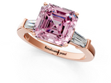 Rose gold Fancy Pink Asscher  Cut Diamond Solitaire Ring with Tapered Baguette Accents and Four-Prong Setting_23