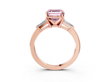 Rose gold Fancy Pink Asscher  Cut Diamond Solitaire Ring with Tapered Baguette Accents and Four-Prong Setting_25