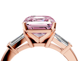Rose gold Fancy Pink Asscher  Cut Diamond Solitaire Ring with Tapered Baguette Accents and Four-Prong Setting_26
