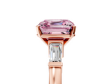 Rose gold Fancy Pink Asscher  Cut Diamond Solitaire Ring with Tapered Baguette Accents and Four-Prong Setting_27