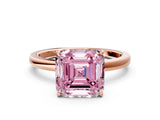 Rose gold Fancy Pink Asscher Cut Diamond Solitaire Ring with Thin Band and Prong Setting_12