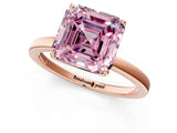 Rose gold Fancy Pink Asscher Cut Diamond Solitaire Ring with Thin Band and Prong Setting_13