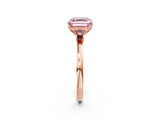 Rose gold Fancy Pink Asscher Cut Diamond Solitaire Ring with Thin Band and Prong Setting_14