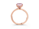 Rose gold Fancy Pink Asscher Cut Diamond Solitaire Ring with Thin Band and Prong Setting_15