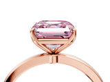 Rose gold Fancy Pink Asscher Cut Diamond Solitaire Ring with Thin Band and Prong Setting_16