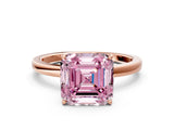 Rose gold Fancy Pink Asscher Cut Diamond Solitaire Ring with Thin Band and Prong Setting_24