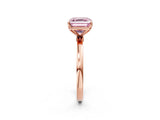 Rose gold Fancy Pink Asscher Cut Diamond Solitaire Ring with Thin Band and Prong Setting_26