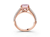 Rose gold Fancy Pink Asscher Cut Diamond Solitaire Ring with Three-Row Pavé Band and Four-Prong Setting_20