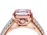 Rose gold Fancy Pink Asscher Cut Diamond Solitaire Ring with Three-Row Pavé Band and Four-Prong Setting_21
