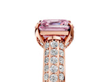 Rose gold Fancy Pink Asscher Cut Diamond Solitaire Ring with Three-Row Pavé Band and Four-Prong Setting_22