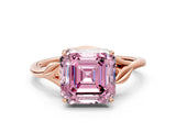 Rose gold Fancy Pink Asscher Cut Diamond Solitaire Ring with Twist Band and Four-Prong Setting_63