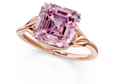 Rose gold Fancy Pink Asscher Cut Diamond Solitaire Ring with Twist Band and Four-Prong Setting_64