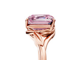 Rose gold Fancy Pink Asscher Cut Diamond Solitaire Ring with Twist Band and Four-Prong Setting_68
