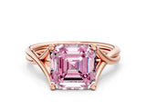 Rose gold Fancy Pink Asscher Cut Diamond Solitaire Twist Band Prong Setting Ring_42