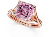 Rose gold Fancy Pink Asscher Cut Diamond Solitaire Twist Band Prong Setting Ring_43