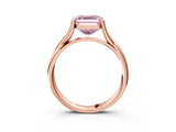 Rose gold Fancy Pink Asscher Cut Diamond Solitaire Twist Band Prong Setting Ring_45