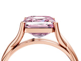 Rose gold Fancy Pink Asscher Cut Diamond Solitaire Twist Band Prong Setting Ring_46