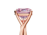 Rose gold Fancy Pink Asscher Cut Diamond Solitaire Twist Band Prong Setting Ring_47