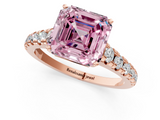 Rose gold Fancy Pink Asscher  Cut Diamond Solitaire with Pave Band and Four-Prong Setting_17