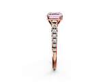 Rose gold Fancy Pink Asscher  Cut Diamond Solitaire with Pave Band and Four-Prong Setting_18