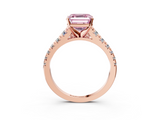 Rose gold Fancy Pink Asscher  Cut Diamond Solitaire with Pave Band and Four-Prong Setting_19