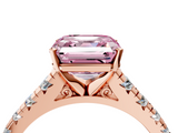Rose gold Fancy Pink Asscher  Cut Diamond Solitaire with Pave Band and Four-Prong Setting_20