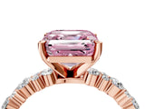 Rose gold Fancy Pink Asscher Cut Diamond Solitaire with Side Stones, Pave Band, Four-Prong Setting_43