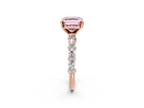 Rose gold Fancy Pink Asscher Cut Diamond Solitaire with Side Stones, Pave Band, Four-Prong Setting_53
