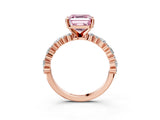 Rose gold Fancy Pink Asscher Cut Diamond Solitaire with Side Stones, Pave Band, Four-Prong Setting_54