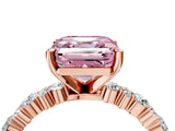 Rose gold Fancy Pink Asscher Cut Diamond Solitaire with Side Stones, Pave Band, Four-Prong Setting_55
