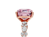 Rose gold Fancy Pink Asscher Cut Diamond Solitaire with Side Stones, Pave Band, Four-Prong Setting_56