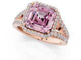 Rose gold Fancy Pink Asscher Cut Diamond Split Shank Halo Ring with Four-Prong Setting_35