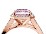 Rose gold Fancy Pink Asscher Cut Diamond Split Shank Halo Ring with Four-Prong Setting_38