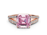 Rose gold Fancy Pink Asscher Cut Diamond Split Shank Pavé Engagement Ring with Four-Prong Setting_18