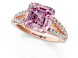 Rose gold Fancy Pink Asscher Cut Diamond Split Shank Pavé Engagement Ring with Four-Prong Setting_19