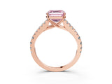 Rose gold Fancy Pink Asscher Cut Diamond Split Shank Pavé Engagement Ring with Four-Prong Setting_21