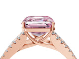 Rose gold Fancy Pink Asscher Cut Diamond Split Shank Pavé Engagement Ring with Four-Prong Setting_22