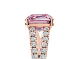 Rose gold Fancy Pink Asscher Cut Diamond Split Shank Pavé Engagement Ring with Four-Prong Setting_23