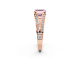 Rose gold Fancy Pink Asscher Cut Diamond Split Shank Ring with Pavé Band and Four-Prong Setting_35