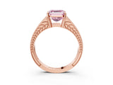 Rose gold Fancy Pink Asscher Cut Diamond Split Shank Ring with Pavé Band and Four-Prong Setting_36