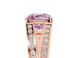 Rose gold Fancy Pink Asscher Cut Diamond Split Shank Ring with Pavé Band and Four-Prong Setting_38