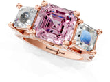 Rose gold Fancy Pink Asscher Cut Diamond Three-Stone Ring with Channel Set Band and Four-Prong Setting_76