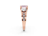 Rose gold Fancy Pink Asscher Cut Diamond Three-Stone Ring with Channel Set Band and Four-Prong Setting_77
