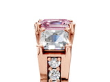 Rose gold Fancy Pink Asscher Cut Diamond Three-Stone Ring with Channel Set Band and Four-Prong Setting_80