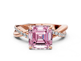 Rose gold Fancy Pink Asscher  Cut Diamond Twist Band Solitaire with Prong Setting_18